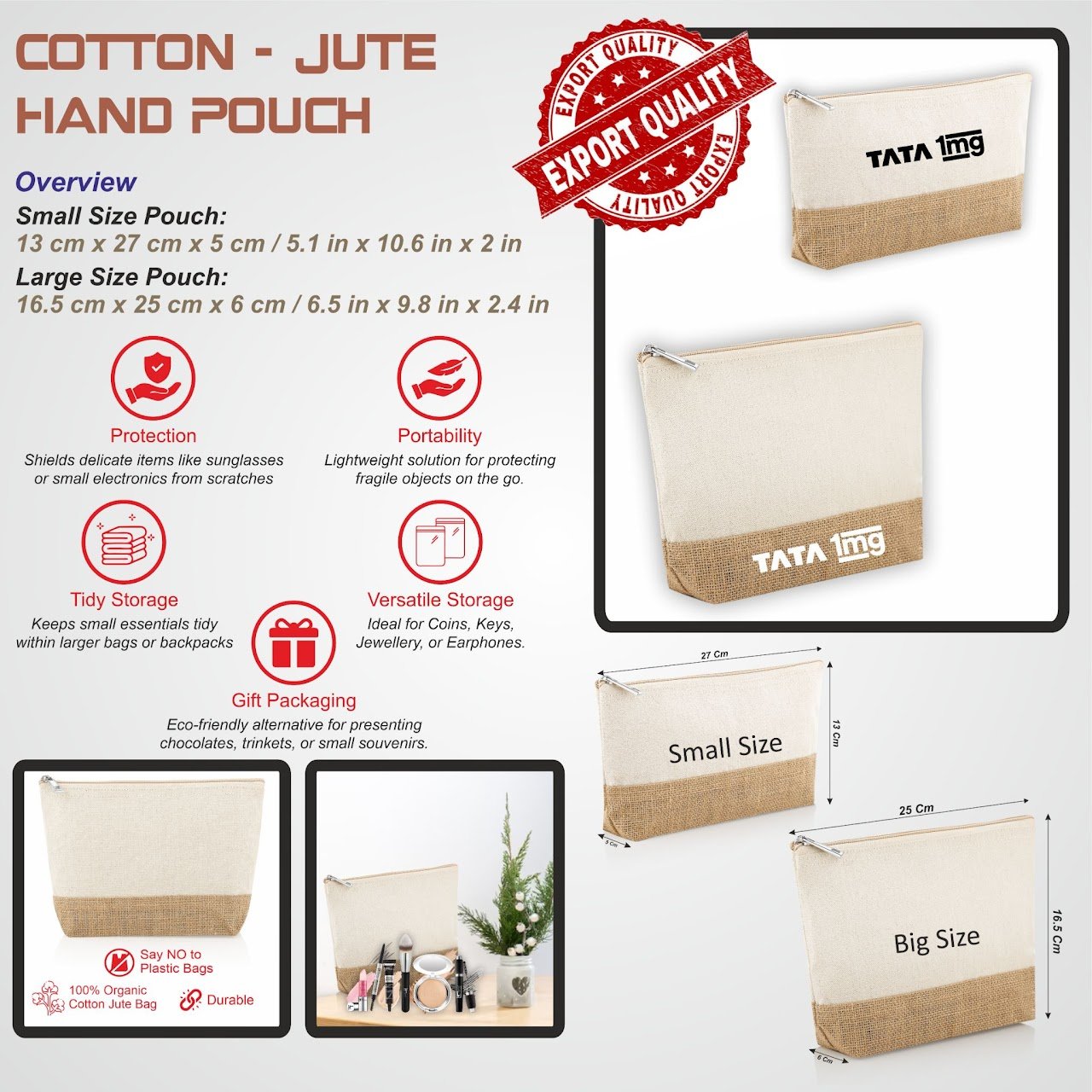 Cotton - Jute Hand Pouches - Image 2